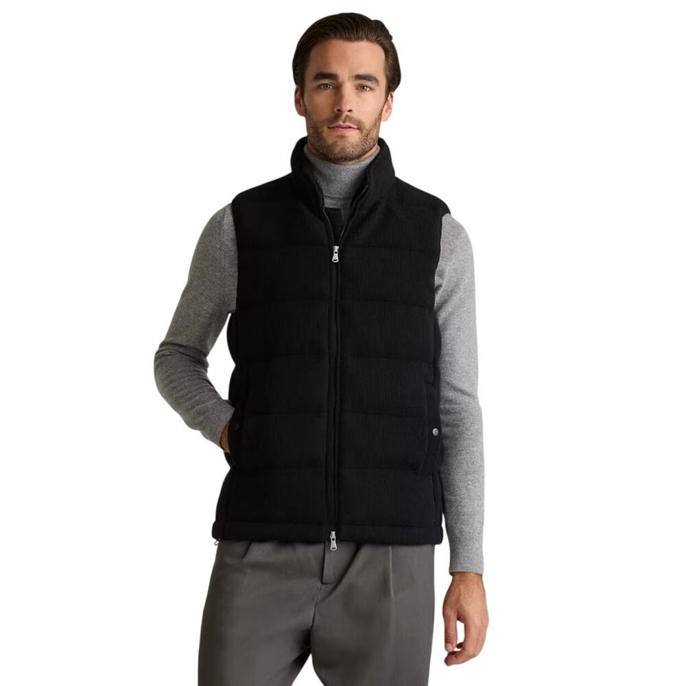 New Quince Men’s L Mongolian Cashmere Puffer Vest Jacker Black $300 Preppy Luxe